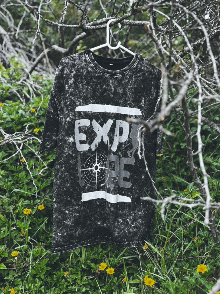 Explore | Oversized Unisex Acid Washed Tee